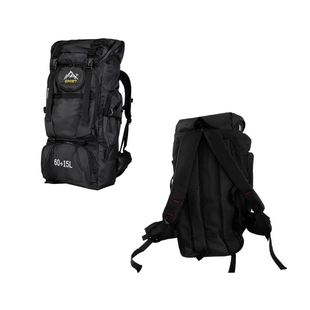 Mochila Campera de Alta Capacidad  60 + 15 L Sport 8533 Negro